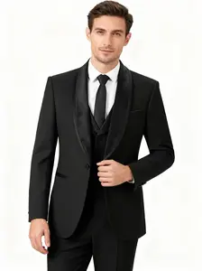 Men's 3-Piece Slim Fit Tuxedo Set - Single-Button Shawl Lapel Jacket, Vest & Trousers | Groom Wedding Attire, Formal Party & Special Occasion Suits