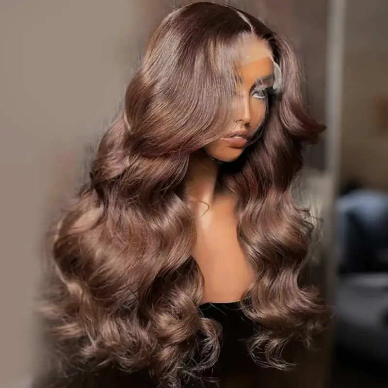 Bling Hair Chocolate Brown Body Wave 13x6 Lace Front Human Hair Wigs 13x4 Lace Frontal Wig Brazilian Remy Hair Wig