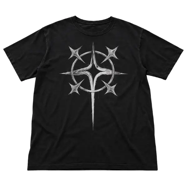 Astral Compass Sigil Graphic T-Shirt, Gothic Celestial Symbol Tee, Unisex Dark Alternative Shirt, Gift for Occult Art Fans