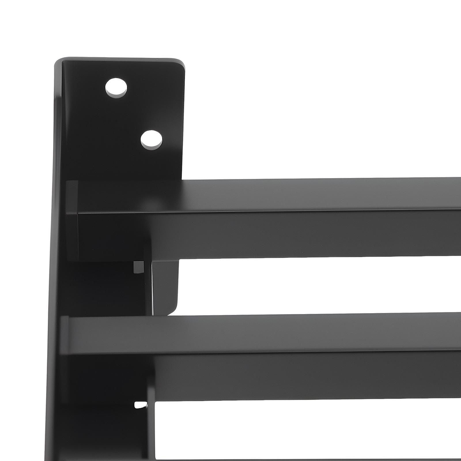 Wall Mounted Microwave Oven Rack with 110 lbs Capacity, Heavy Duty Q235 Steel & Aluminum Shelf, Black Finish Space Saving Organizer for Kitchen Office Cafe Living Area