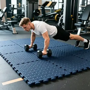 12-Piece Interlocking Floor Mats - Thick Foam Tiles, Non-Slip Gym and Yoga Mat Set for Home Gyms, Garages, Studios, Pet Areas and Sports Flooring (DM382A)