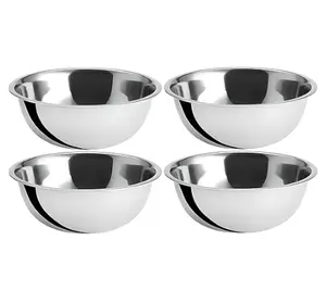 OCS Parts 3 Quart Mixing Bowls | Set of 4 | 9.75-Inch Stainless Steel Professional Grade Flat Base Mixing Bowls for Home and Commercial Kitchens | Dishwasher Safe