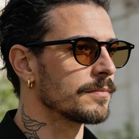 Men's Round Frame Sunglasses, Lightweight PC Material, Uv400 Protection, Casual Style for All Seasons, Daily Wear, Modern Trendy Sun Protective Sunglasses, Round Shape Sunglasses