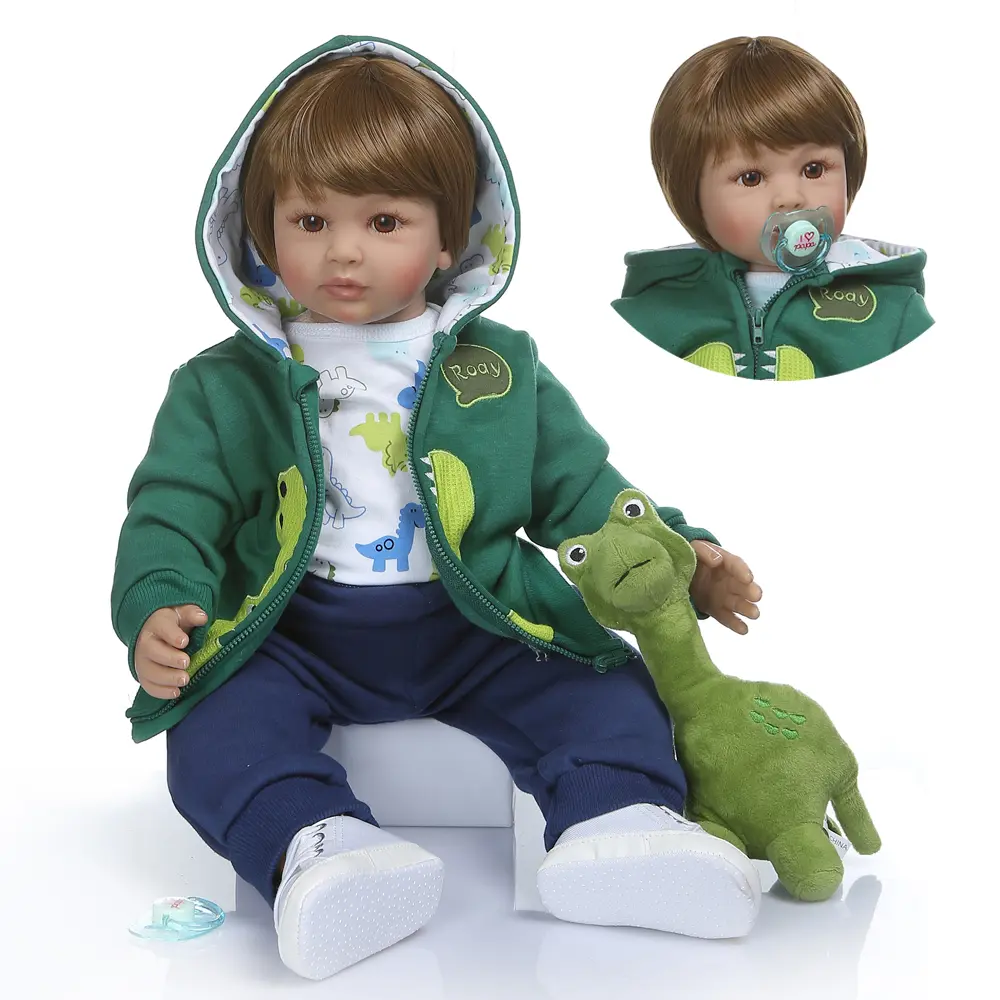 Reborn Toddler Dolls 24 Inch 60cm Realistic Dolls Toddler Boy Real Life Like Looking Baby Dolls That Look Real Bebes Reborn Babies with Wig Hair and Toys Set