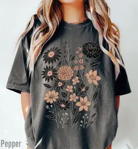 Vintage Pressed Flowers Shirt Botanical Floral Tshirt Boho Cottagecore Tee Wildflowers Floral T Shirt Gift for Gardener 7H9