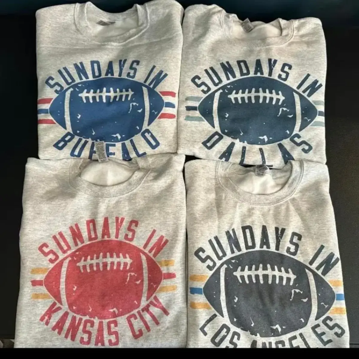 New Retro Style Sundays In Football Team Crewneck Sweatshirt - Gildan SPORT GREY, Long Sleeve, Medium Clothing Length - Fan Gear, Top Menswear Streetwear Casual