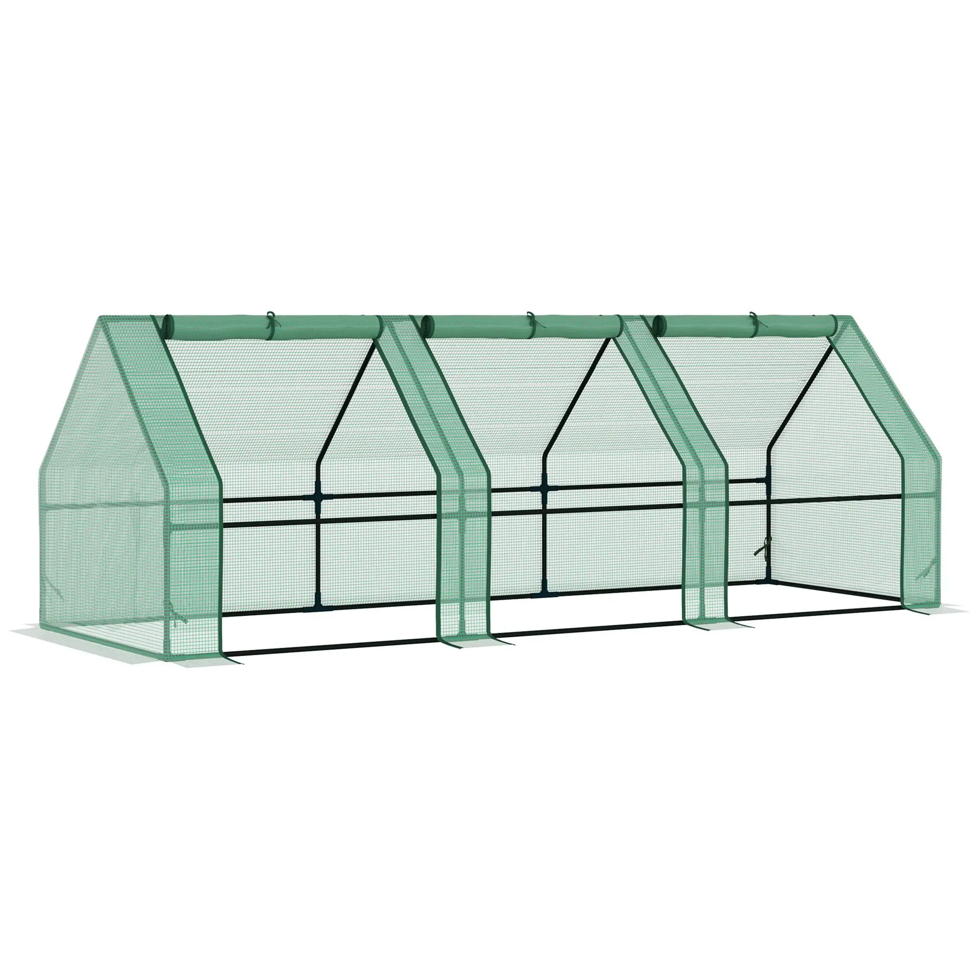 Outsunny Lightweight Steel Garden Mini Greenhouse (9' L x 3' W x 3' H), Portable Plant Hot House with Zippered Doors, Roll-up Windows, Durable Water-Resistant UV-Protected PE Cover for Outdoor Plant Protection