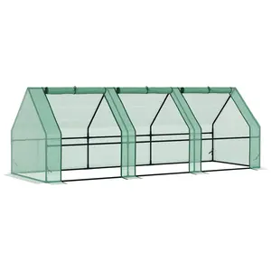 Outsunny Mini Greenhouse with Zippered Doors & Roll-up Windows, Portable Plant Hot House with Durable PE Cover, Water Resistant, UV Protected for Outdoor Flowers, Vegetables