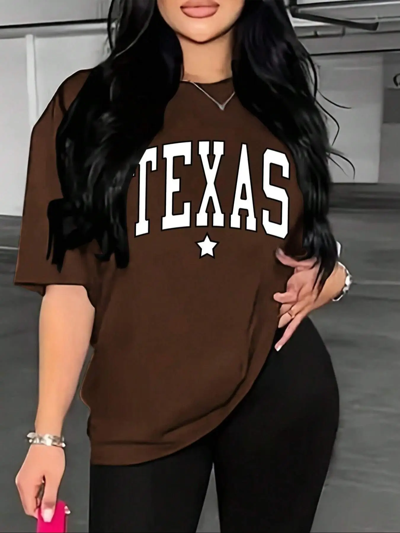 Women's Letter Print Round Neck Tee, Casual Half Sleeve Crew Neck T-shirt for Daily Wear, Graphic Tees, Summer Clothes, Ladies Clothing for All Season