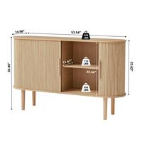 Beech Oval Fluted Slide Door Cabinet