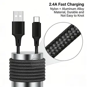 1 Meter Nylon Braided Micro USB Android Data Cable, Fast Charging, Compatible with Samsung Huawei Xiaomi Phones, 4 Core