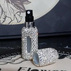 5ML Refillable Perfume Spray Bottle with Bottom Fill Design, Luxurious Rhinestone Portable Mini Bottle for Travel and Home Use, Ideal Gift for Perfume Lovers