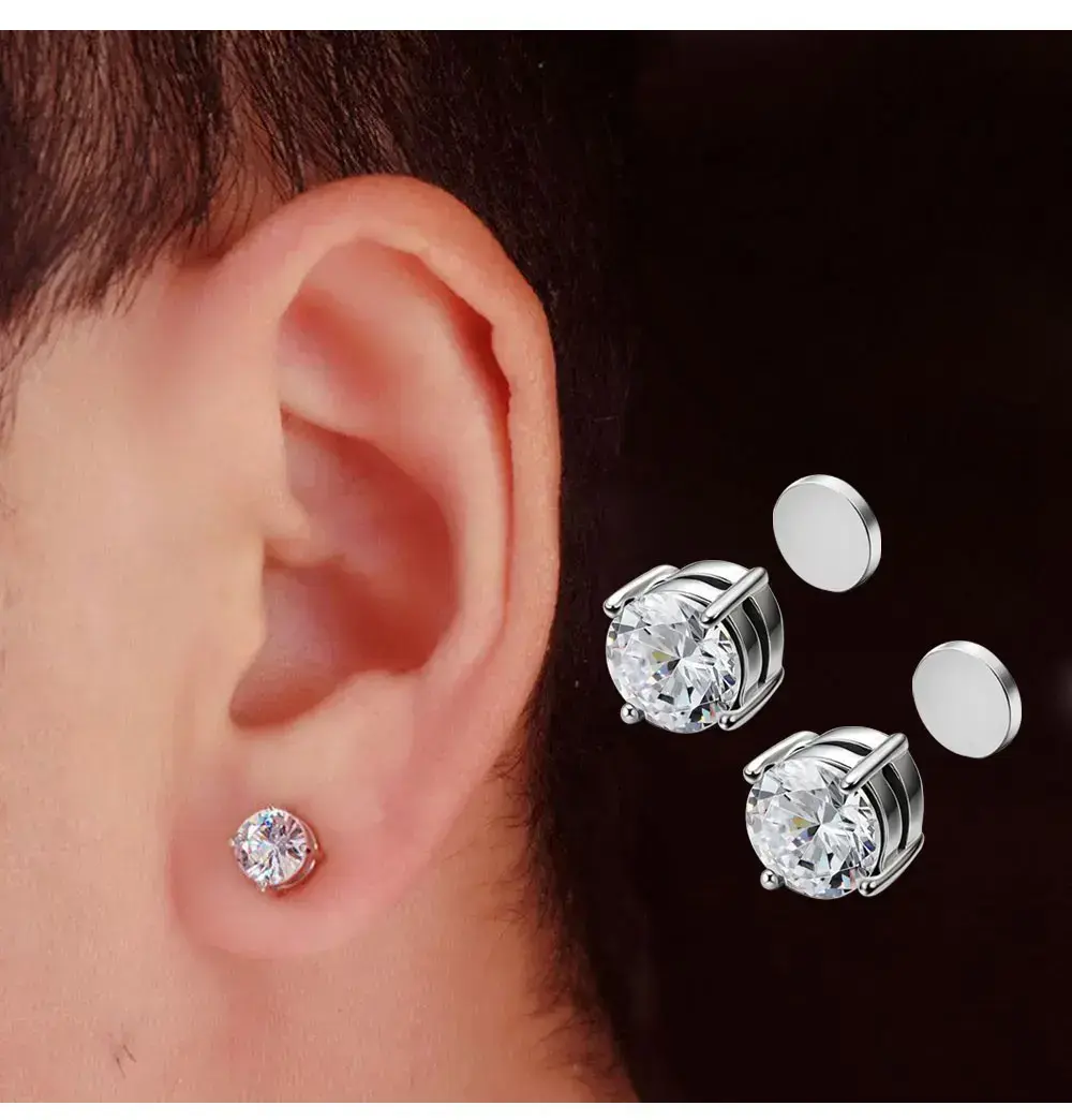 2PCS Magnetic Ear Clips Stud Earrings Non Piercing Strong Magnet Fake Piercing Women Men Jewelry Clip Earrings for Kids Girls