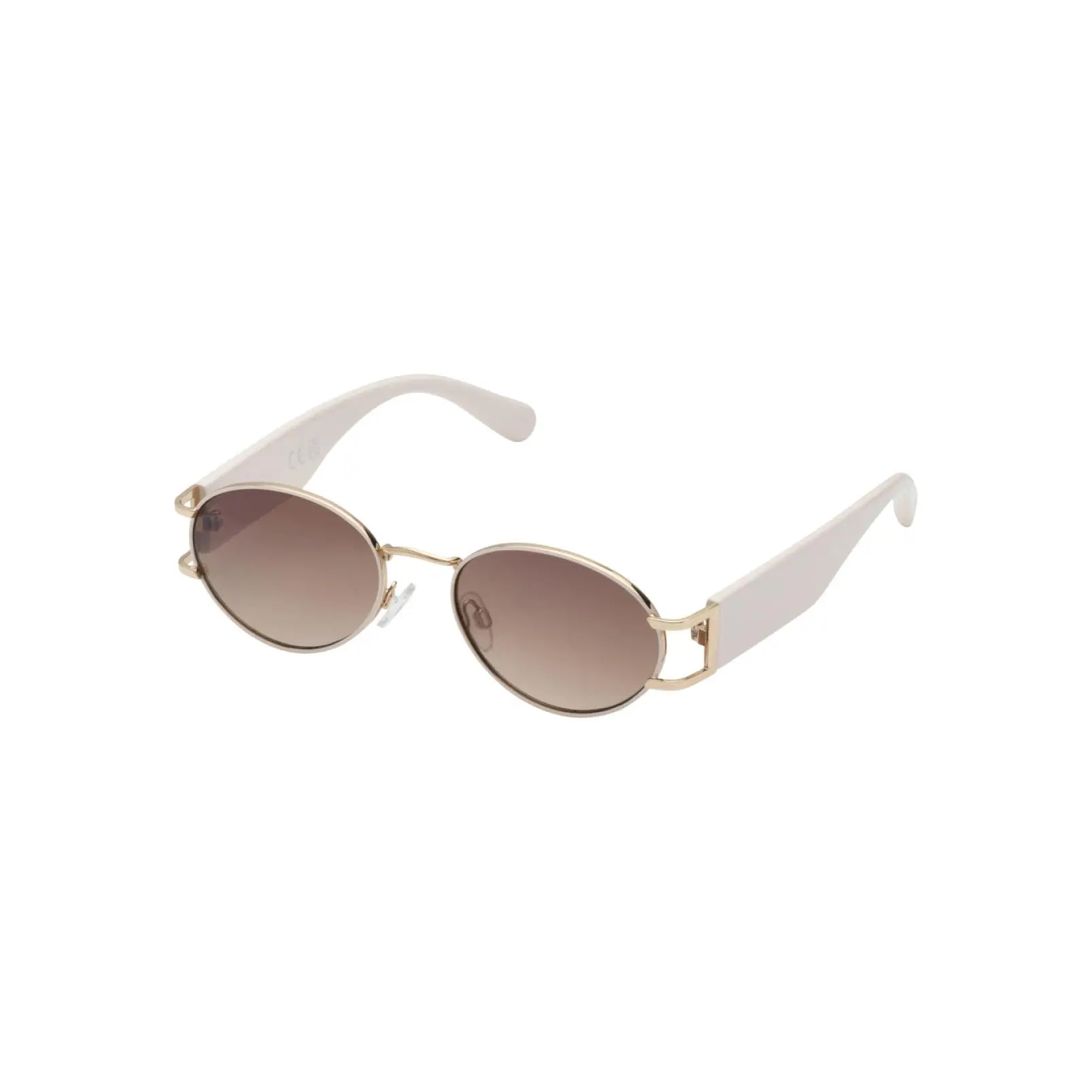 Retro Vintage Metal Oval Sunglasses in Cream