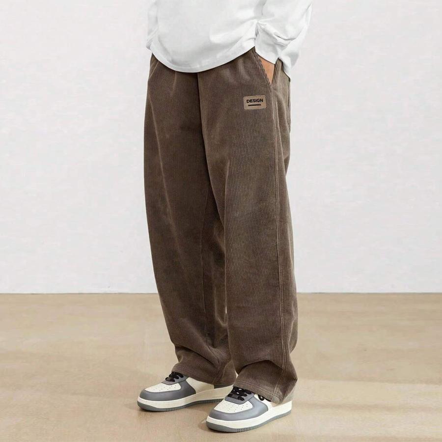 Men’s corduroy casual pants, loose straight fit, versatile for spring, summer, and autumn