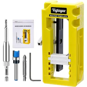 Swiilpo Door Hinge Jig, Door Hinge Mortiser, Router Template Fits for Door Hinges from 3" to 5" Length and Types of Sqaure, Radius 1/4" or Radius,By Quesear