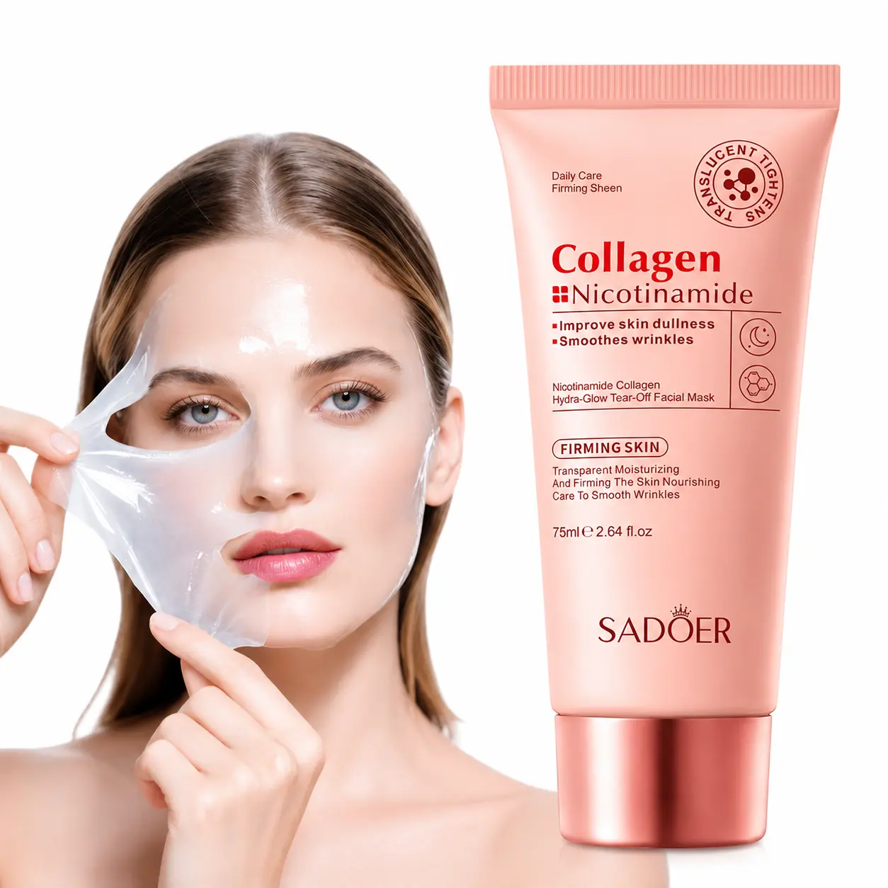 Collagen & Niacinamide Peel-Off Face Mask, Korean Skincare for Daily or Night Care, Firming, Hydrating & Wrinkle-Smoothing, Glow-Boosting for All Skin Types