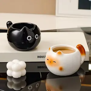 Creative Siamese Cat Ceramic Mug, Funny Mug, 7.1oz Coffee Tea Cup, Siamese Cat Pattern, Ideal Gift for Cat Lovers, New Year Valentine's Day