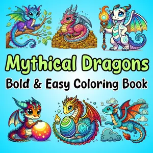 Bold and Easy Mythical Dragons Coloring Book for Kids: 50 Fantasy Dragon Coloring Pages for Kids & Adults Relaxation and Stress Relief