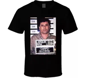 Joaquin El Chapo Guzman Mugshot Cool Cartel Leader T-Shirt, Menswear Streetwear T-shirt Cotton Shortsleeve, Crewneck Casual gifts