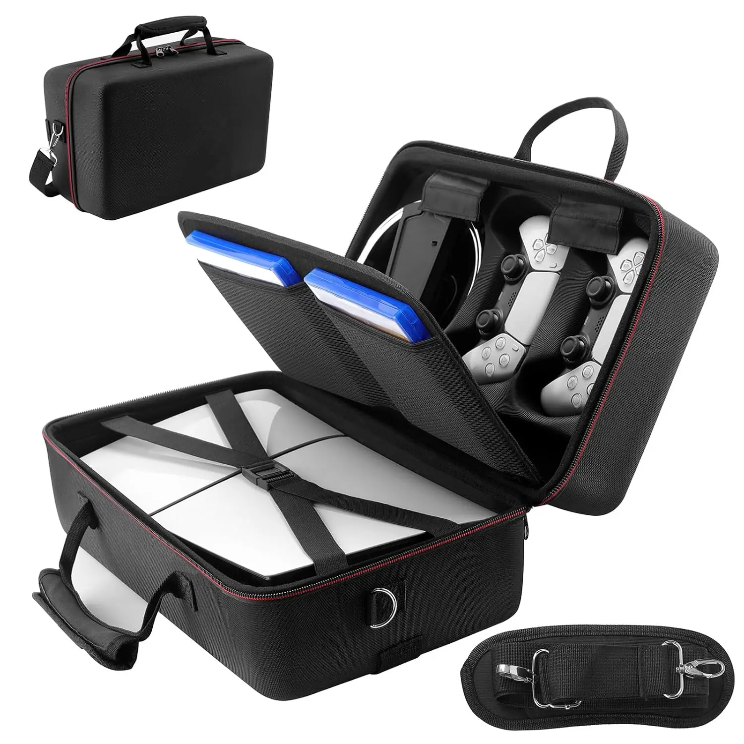 Carrying Case Compatible with PS5 SLIM 2023, Hard Shell Travel Case Protective Bag for Play Station 5 Slim Disc and Digital Edition Console, Controllers, Vertical Base, Disc and  Accessories