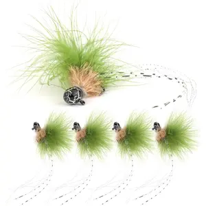 Feather Jig Head Lures 5PCS – Alloy Snag-Resistant Jig Hooks with Flashy Feather for Fish Attraction, Bass, Crappie & Trout, Freshwater & Saltwater Fishing