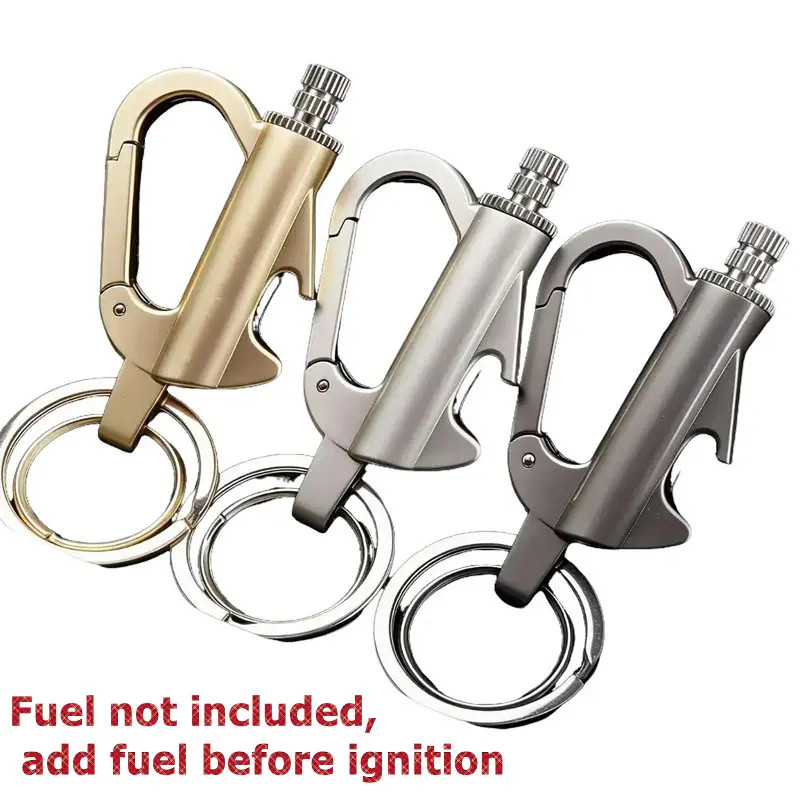 Multifunctional Lighter Keychain, Portable Metal EDC Survival Tool with Bottle Opener for Outdoor Camping and Hiking - No Fuel Included, Keychains
