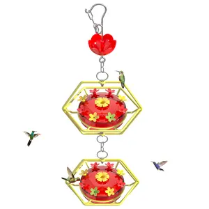 Hummingbird Feeders - Resistant to Ants and Bees, Hummingbird Feeders for Outdoors, and Built-in Ant Moat, Outdoor Decorative Hummingbird feeder Easy to Refill and Clean 24 Ounces/2PCS
