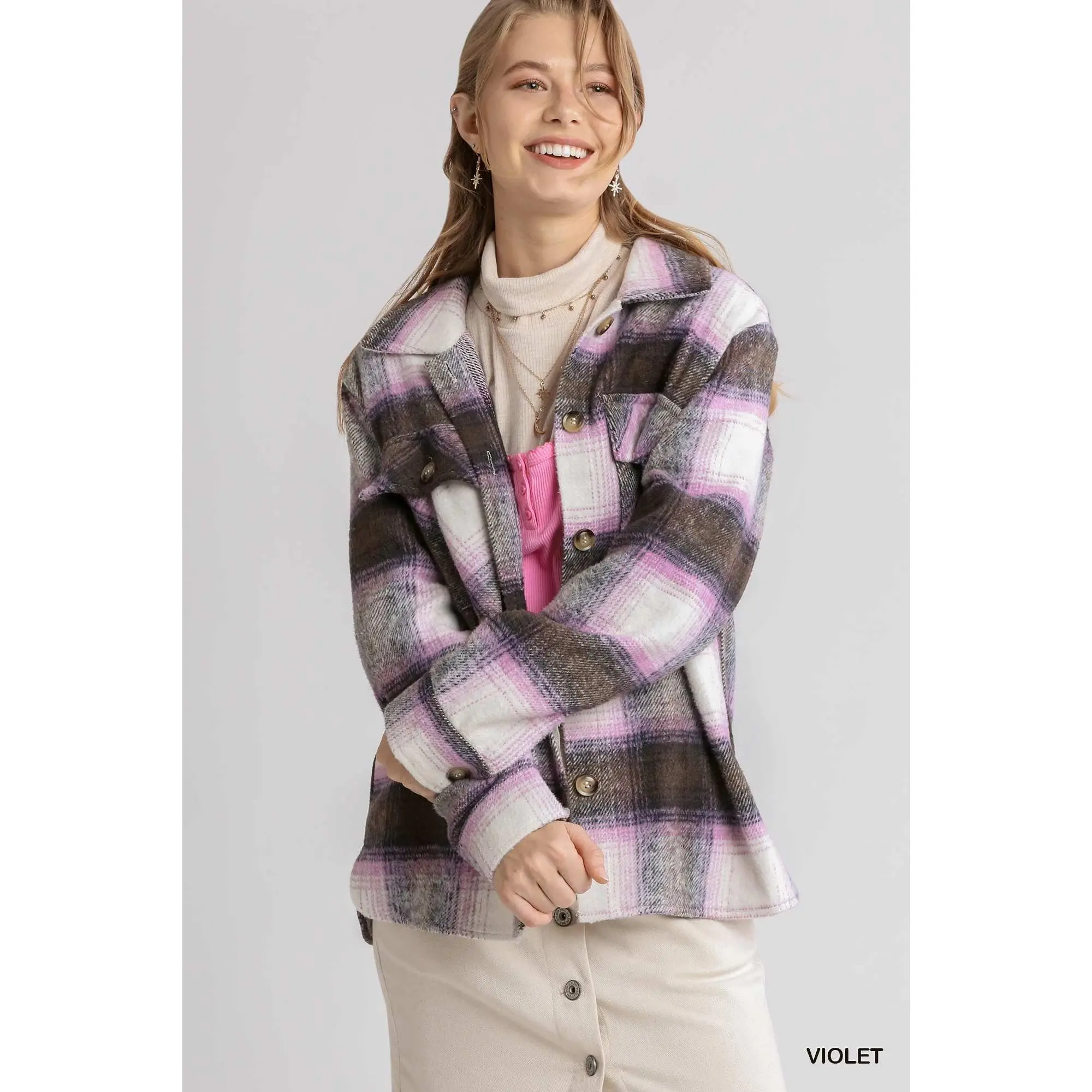 Umgee Violet Plaid Shacket