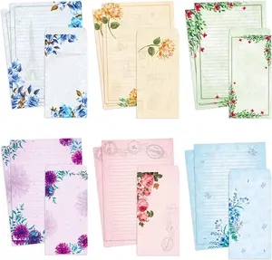 Paper Master Stationary Paper and Envelopes Set Japanese Stationery Set with Lines Vintage Floral Letter Paper 48 Sheets  24 Envelopes