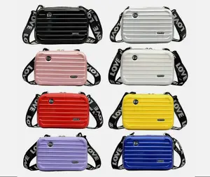 US Women Suitcase Box Shape Crossbody Shoulder Bag Letter Band Travel Carrying