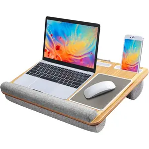 Lap Desk - Fits up to 17 inches Laptop Desk, Built in  Pad & Wrist Pad for Notebook, Laptop, Tablet, Lap Stand with Tablet, Pen & Phone Holder ( Grain)