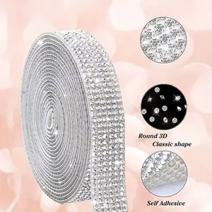 Self-Adhesive Sparkling Rhinestone Ribbon Strip, Cuttable Sparkle Sticker, Sparkly Rhinestones, Handmade Art Car DIY Decoration, 50cm Long, Multi-Purpose Decorative Item