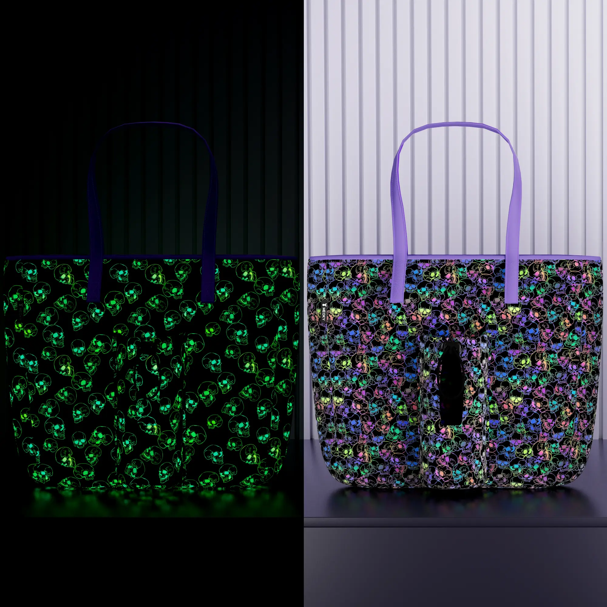 【Meoky】Halloween 15L Tote Bag,Large Capacity Casual Fashion Crossbody Bag, Hold a Laptop,Carry a Water Bottle, Can Be Reused, Double Handle Design,