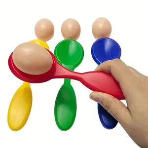 4-Piece Round Easter Egg and Spoon Balance Game Set, Fun Outdoor Activity for Adults, Perfect for Parties and Group Events