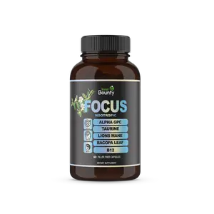 Inner Bounty Focus 14-in-1 Nootropic Brain Supplement with Lions Mane, Alpha GPC Choline, Vitamin C & B12, Taurine, Bacopa - Energy, Cognitive, Memory Support Healthcare Fitness