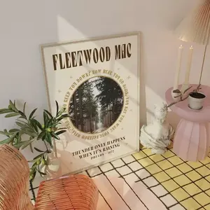 Fleetwood Mac Music Print, Vintage 70's Art Poster