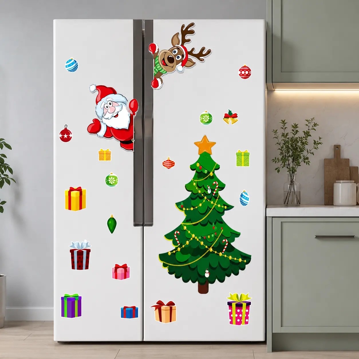 24pcs Christmas Refrigerator Magnets,2026 Christmas Tree Magnets for Fridge Stickers Decoration, Adorable Xmas Stickers for Kids Toddlers, DIY Fridge Santa Reindeer Snowman for Fridge Garage Kitchen Metal Door Christmas Decoration
