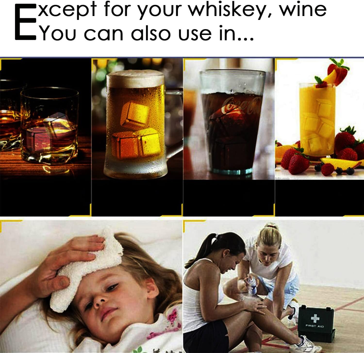 12 Pack Reusable Whiskey Stones 304 Stainless Steel Ice Cubes for Drinks Chill Without Diluting Whiskey Scotch Bourbon Gifts Drinkware 2.7 cm