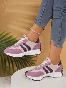 Women's Classic Lightweight Comfortable Casual Shoes, Outdoor Fashion Sports Training Shoes, PU Leather Patchwork, Medium Width, All Seasons