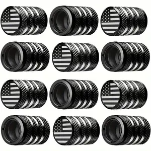 12-Pack American Flag Tire Valve Stem Caps, Durable Copper Material, Anti-Corrosion Dustproof Car Wheel Air Caps, Universal Fit for Vehicles, Motorcycles, Bikes - Easy Install Patriotic Design