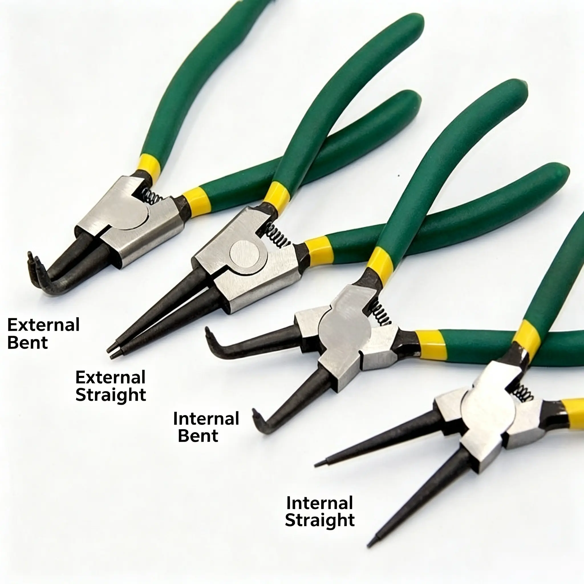 4-Piece Heavy-Duty High Carbon Steel Snap Ring Pliers Set - Internal & External Circlip Pliers with Straight & Bent Noses, Snap Ring Removal and Installation Tool Kit with Storage Case & Portable Pouch for Auto Repair, Industrial Use, Durability And Preci