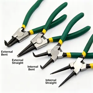 4-Piece Snap Ring Pliers Set, Heavy-Duty Internal & External Circlip Pliers with Straight & Bent Nose, Carbon Steel Snap Ring Removal Tool Kit with Storage Case for Auto Repair & Industrial Use portable pouch