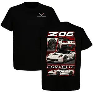 Corvette Z06 T-Shirt, Chevy American Muscle Car Shirt, Performance Supercar Graphic Tee Cotton Short Sleeve Streetwear Top Menswear Car Enthusiast Gift For Fan, For Men