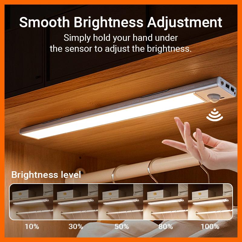 Under Cabinet Lighting, 11.81in Motion Sensor Light Indoor Rechargeable, Closet Lights Battery Operated for Kitchen Cabinets, Shelves, Walls (