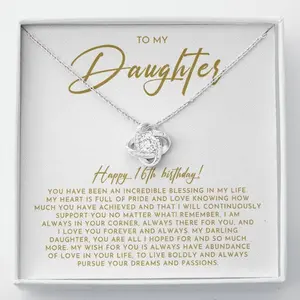 16th Birthday Gift for Daughter Jewelry, 16th Birthday Gift for Her From Mom, 16th Birthday Daughter Necklace, Dad to Daughter Sweet 16 Gift, Jewelry Message Card, Necklace Gifts For Birthday, Anniversary, Christmas Day, Thanksgiving
