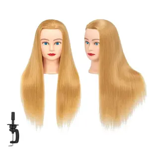 Mannequin Head 26-28" Synthetic Fiber Manikin for Hairdresser Styling Training - Cosmetology Practice Cutting Model With Free Clamp Stand 7E6606W6132720