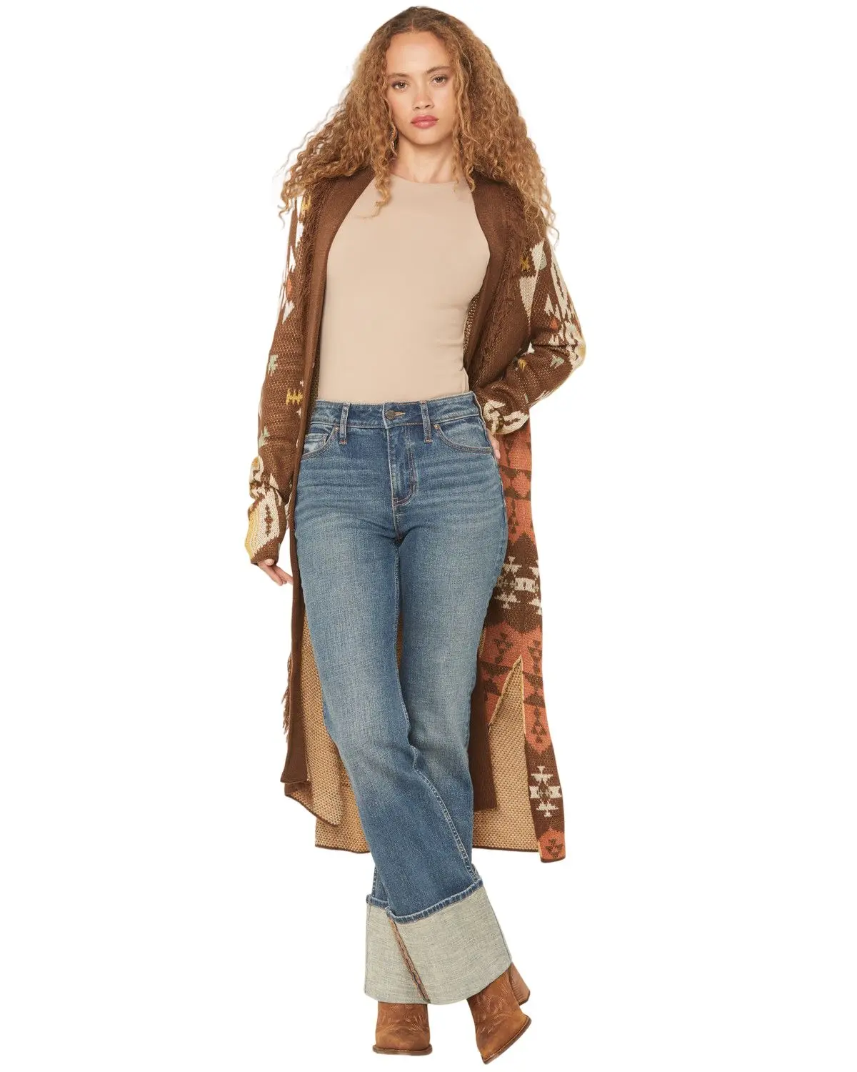 Rock & Roll Denim Women's And Women'S Southwestern Print Concho Cardigan - Bw95t06975