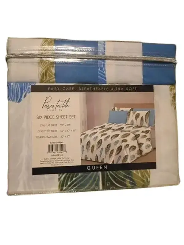 6-Piece Bedding Sheet & Pillowcase Set, Soft Furnishings Textile Bedding Linen Set