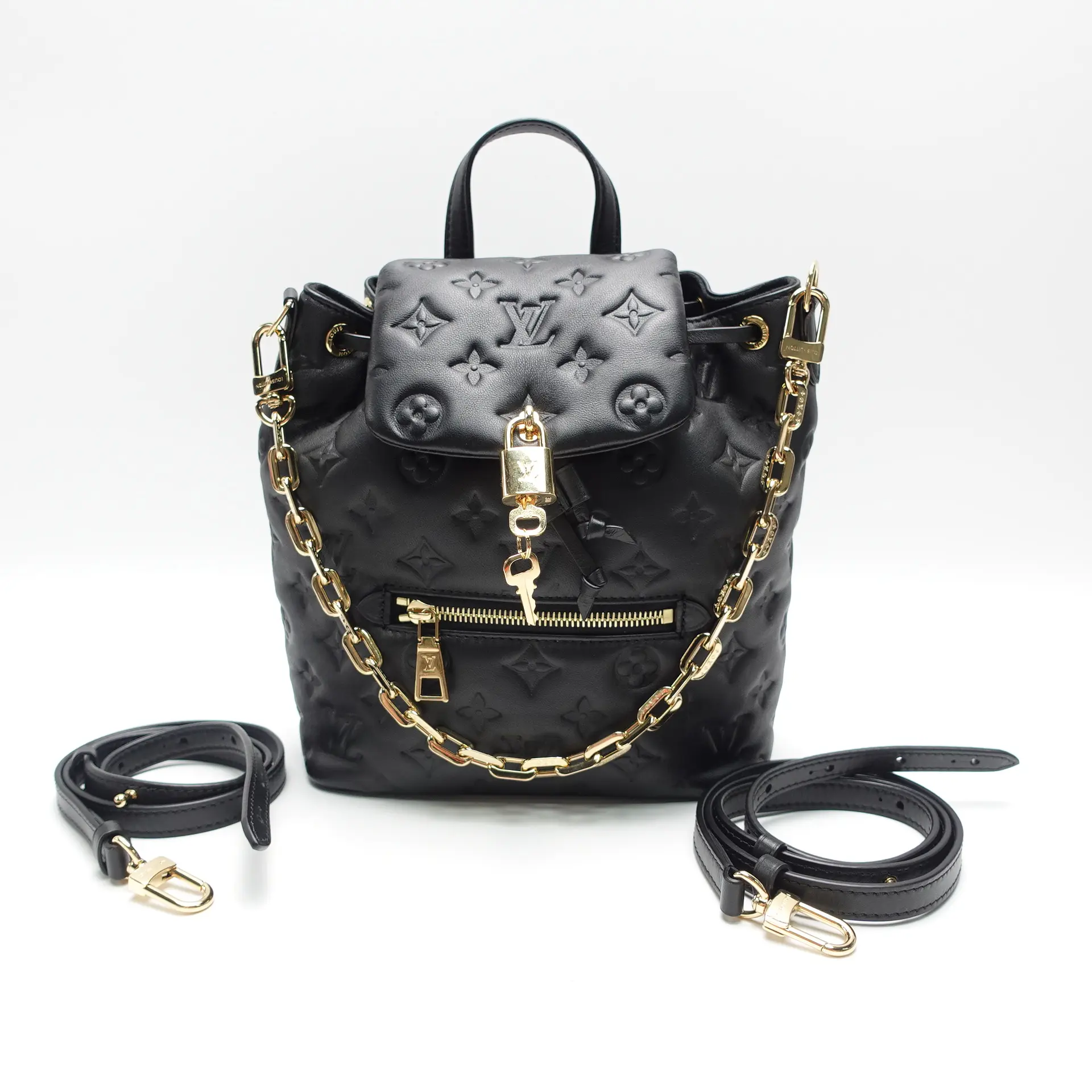 Pre-owned Louis Vuitton Leather Backpacks Coussin PM Black Backpack